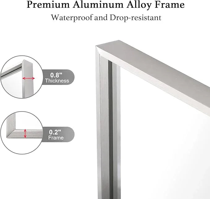 LEDLUX 30x30 Inch Silver Bathroom Mirror - Copper-Free Mirror, Aluminum Alloy Frame Vanity Rectangle Wall Mounted Modern Mirror for Bedroom/Living Room/Porch Horizontal or Vertical - ModernBath