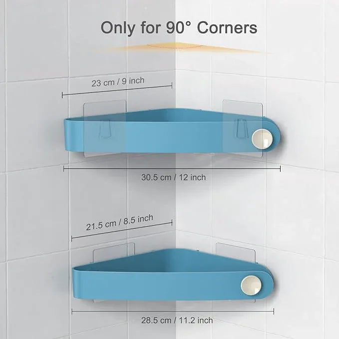 Sotfamily Shower Caddy Corner, 2 Pack Adhesive Corner Shower Shelves for Bathroom Organizers and Storage, Rust Free Plastic Rack for Bathroom Accessories & Decor, Light Blue - ModernBath