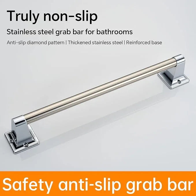 Joyrain Stainless Steel Bathroom Grab Bar for Elderly - Safety Rail & Towel Rack Dual Function, 9/16/24 Inch Anti-Slip Handle for Shower/Toilet/Tub (Chrome, 9 inch) - ModernBath