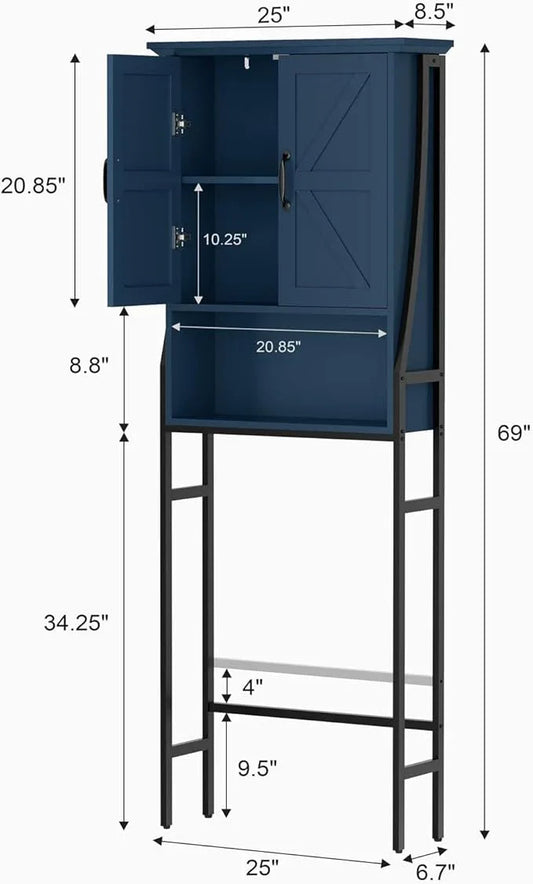 Over The Toilet Storage Cabinet, Over Toilet Bathroom Organizer with Doors Above Toilet Storage Cabinet Spacesaver Rack Behind Toilet Bathroom Organizer Over The Toilet Storage (Ultramarine) - ModernBath