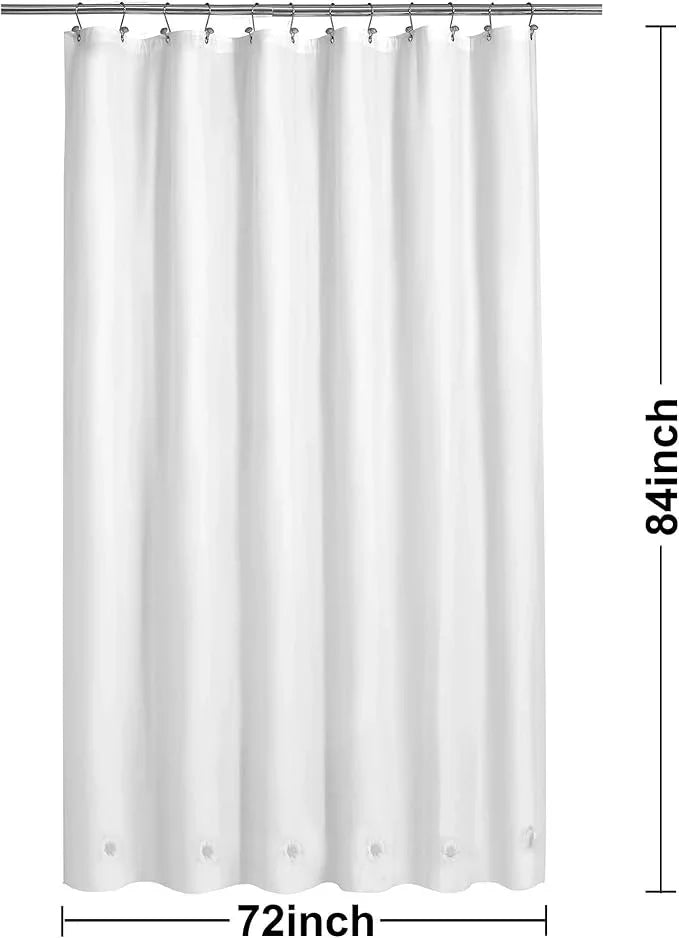 Barossa Design Extra Long Shower Curtain Liner with 6 Magnets - 72" x 84" XL White Waterproof PEVA Shower Liner for Bathroom, PVC Free, Metal Grommets - White, 72x84 - ModernBath
