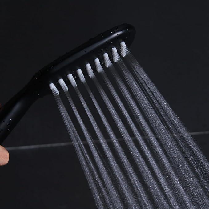 HONGTONGSOWER Matte Black Handheld Shower Head with Long Hose and Brass Holder All Metal Hand Held Shower Head High Pressure Handheld Shower Head Set - ModernBath