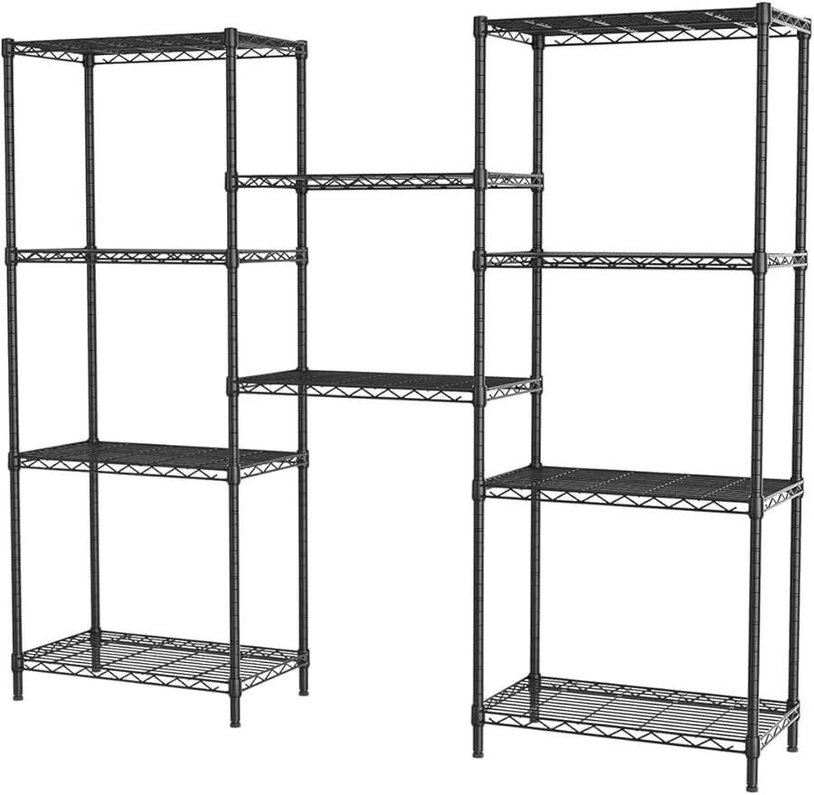 SINGAYE Shelf Wire Shelving Adjustable Storage Shelves Rack Standing Units for Kitchen Closet Laundry Bathroom Organizers Metal Pantry Narrow Mesh Gaps 12" D x 22" W x 59" H Black - ModernBath