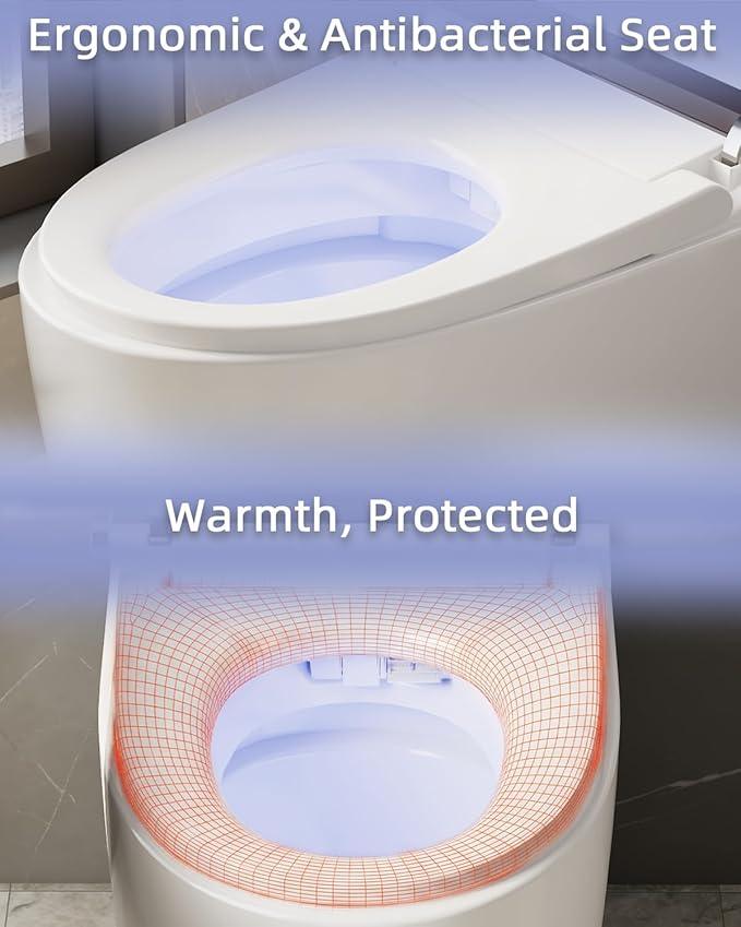 TOTTE Luxury Smart Toilet with Bidet, Hands-Free with Auto Open/Close Lid & Self-Cleaning Bowl | Adaptive Warm Water Wash & Heated Seat, Built-in Aroma, One-Piece Elongated Design - ModernBath
