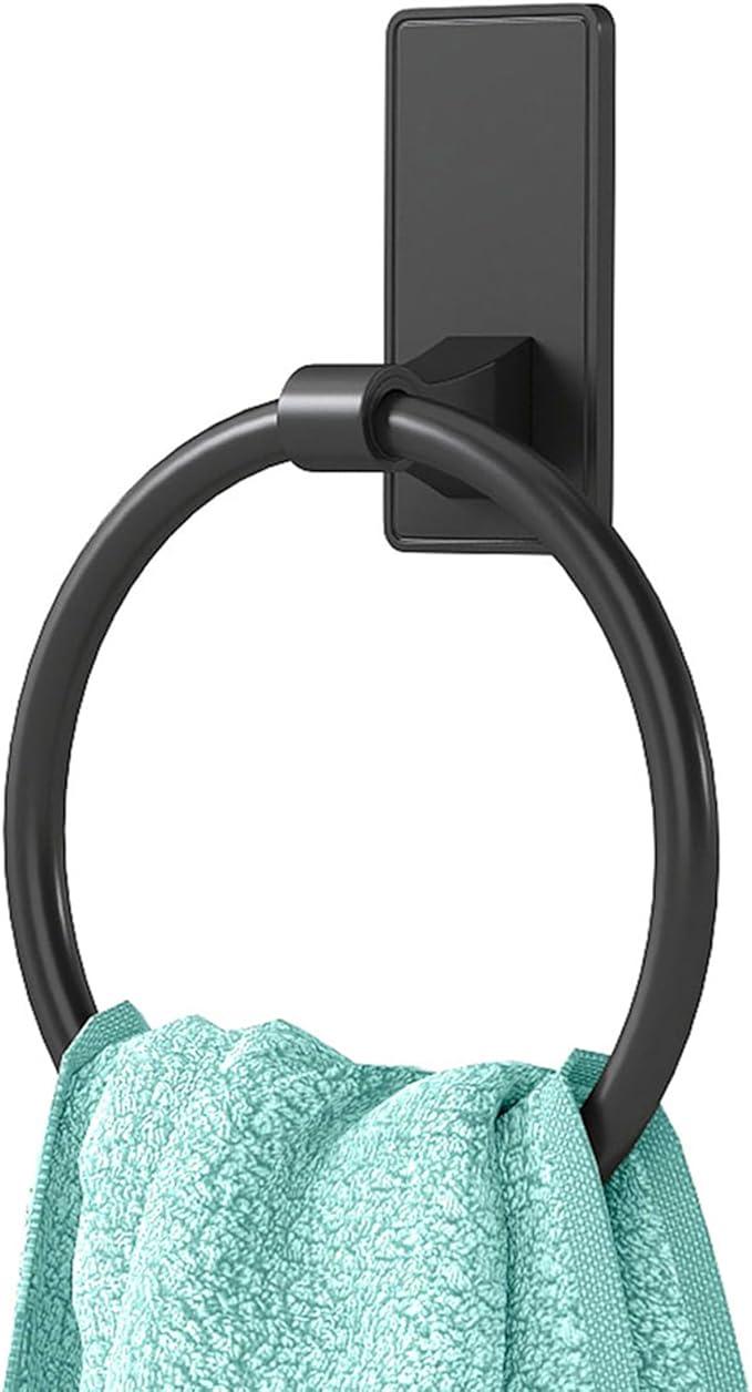 Towel Ring, SUS304 Hand Towel Holder for Bathroom，Adhesive Towel Holder Bathroom Towel Hanger for Bathroom, Matte Black - ModernBath