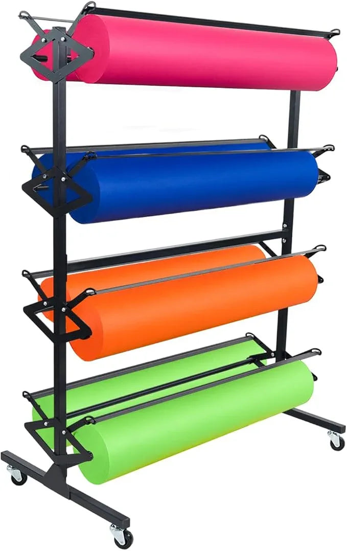 Large Paper Roll Dispenser Holder, Butcher Paper Roll Dispenser Rack and Cutter Holds Up to 8 Roll 36'' W Roll, Great for Butcher, Craft, Gift Wrap & Art Kraft Rolls - ModernBath