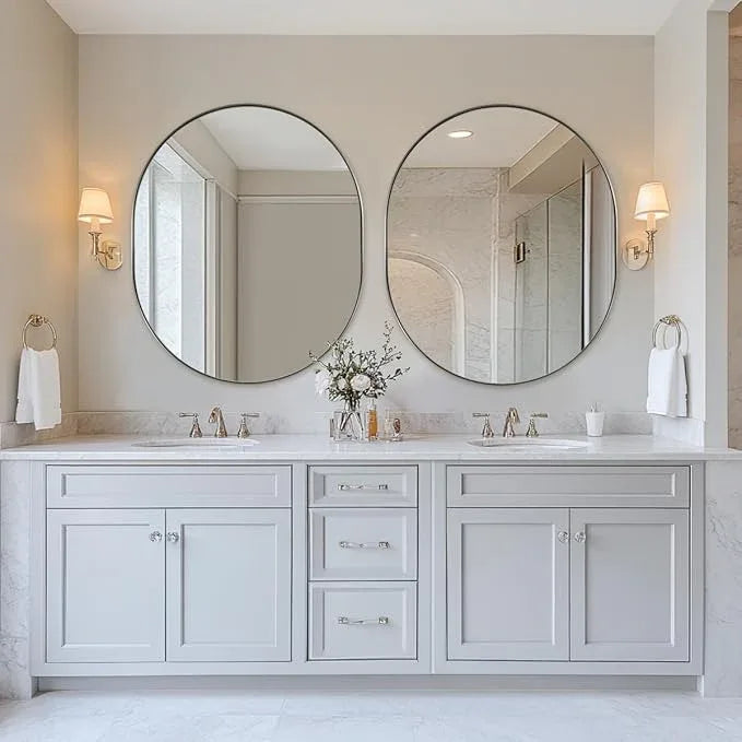 ANDY STAR 30x36’’ Oval Bathroom Mirror, Oval Nickle Mirror Pill-Shaped Design in Stainless Steel Metal Frame for Bathroom, Entryway, Living Room, Contemporary 1" Deep Wall Mount Vertical or Horizontal - ModernBath