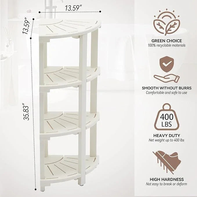 Shower Bench, Corner Shower Stool for Inside Shower and Shaving Legs, Waterproof HDPE Shower Chair Seat with Storage Shelf for Bathroom Non-Slip - ModernBath