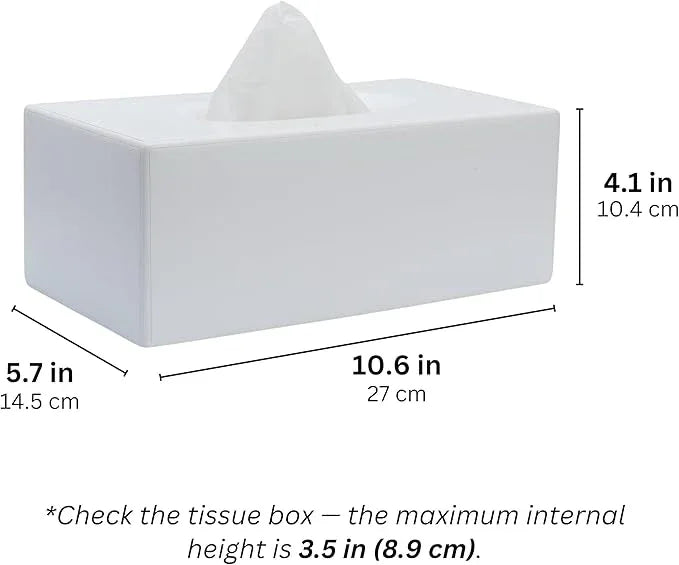 Yew Design Matte White Tissue Box Cover Rectangular, Facial Tissue Dispenser for Bathroom, Kitchen, Bedroom, Office, Hotel, Restaurant, Countertop, Nightstand, Car, and Desk - ModernBath
