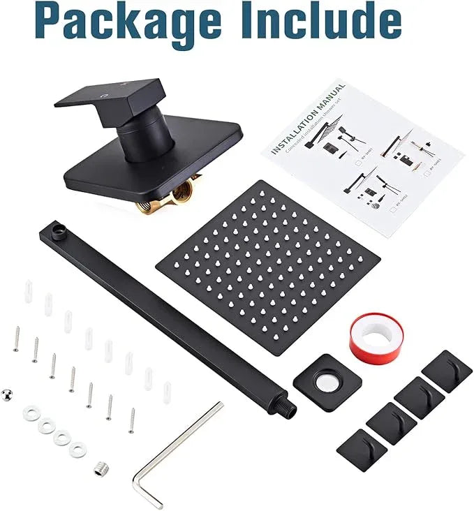 Shower Faucet Set Matte Black Complete Shower System with 8 Inches Rain Shower Head Bathroom Rain Shower Faucet Set Rainfall Shower System with Shower Valve - ModernBath
