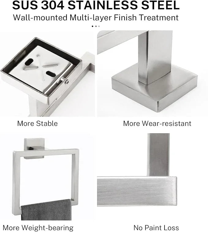 Brushed Nickel Towel Ring Towel Holder for Bathroom Bath Towel Hanger Stainless Steel Bathroom Hardware Accessories Wall-Mounted Towel Rack - ModernBath