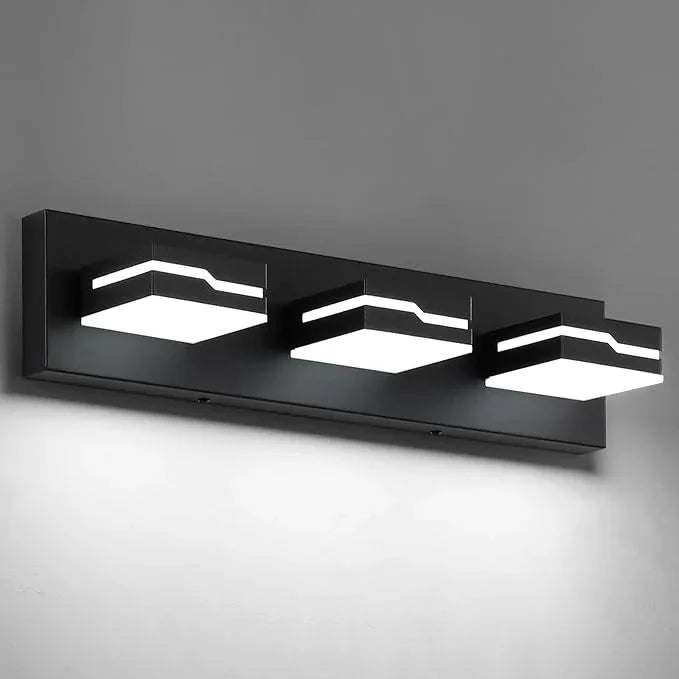 Merexcint LED Modern Bathroom Vanity Light Fixtures 3-Light, 19 inch Dimmable Matte Black Vanity Lights for Bathroom Lighting Fixtures Over Mirror, with 350°Rotatable Acrylic Heads(White Light 5500K) - ModernBath