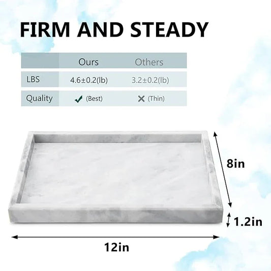 Zilukar Real Natural Marble Tray for Bathroom, Vanity, Kitchen and Desktop, Rectangle Genuine Marble Stone Tray for Jewelry, Cosmetics, Candles, Lotion, Perfume and Home Decor - ModernBath