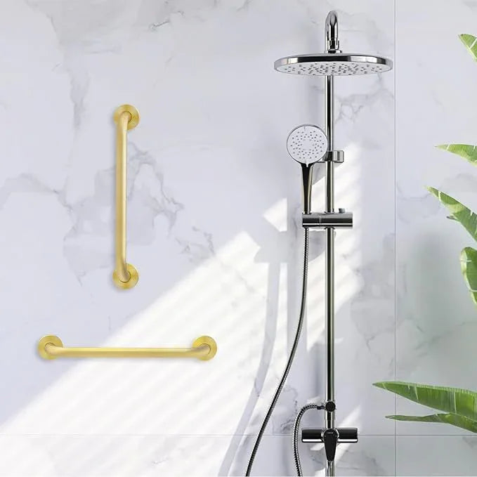 ROTHLEY 18 Inch Grab Bar for Bathtubs and Showers: Stainless Steel Shower Grab Bar Wall Mounted Shower Handle with Concealed Screws Anti Slip Saft Handle for Elderly Seniors (Brass) - ModernBath