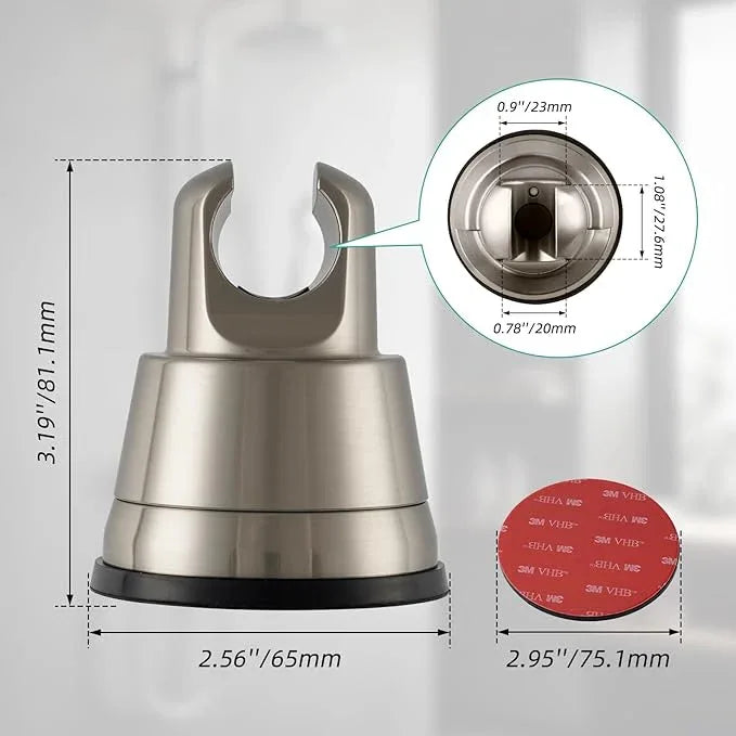 2 Pack Vacuum Suction Cup Shower Head Holder, Removable Shower Head Bracket, Height Adjustable Wall Mount ABS Plastic Suction Holder for Handheld Showerhead, Brushed Nickel - ModernBath