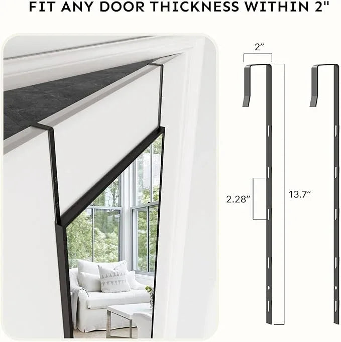 Kosmonia 48x14 Inch Full Length Tempered Glass Door Mirror - Over The Door Hanging, No Drill Installation, Suitable for Bedroom & Closet, Sturdy Hanging Design - ModernBath