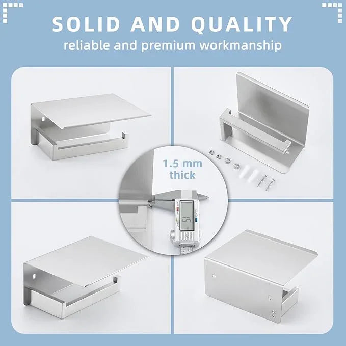 Angle Simple Toilet Paper Holder with Shelf, 304 Stainless Steel Toilet Tissue Roll Holder Brushed Nickel Wall Mount - ModernBath
