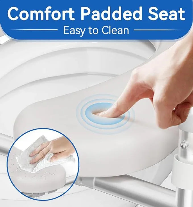 HOMLAND Raised Toilet Seat with Handles, Toilet Seat Riser for Seniors, Adjustable Height & Width, 400lb Elevated Handicap Toilet Seat, Fit Any Toilet, Grey - ModernBath