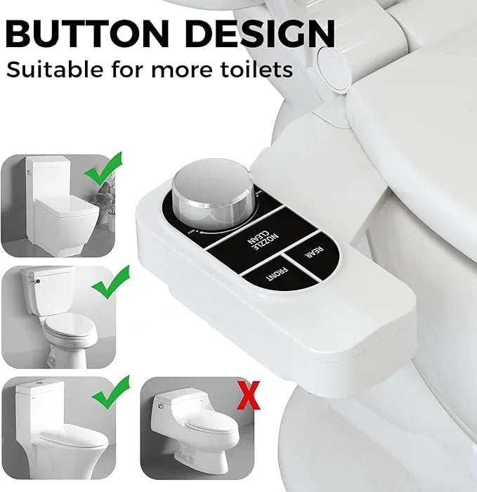 SAMODRA Non-Electric Bidet - Self Cleaning Dual Nozzle (Frontal and Rear Wash) Fresh Water Bidet Toilet Seat Attachment with Independent Adjustable Water Pressure (Classic Black/Silver) - ModernBath