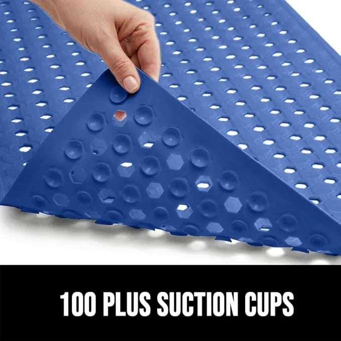 GORILLA GRIP Patented Square Shower Stall Mat, Small Bathtub Floor Mats for Stand Up Showers, Suction Cups, Drain Holes, Machine Wash, Soft on Feet, Bathroom Accessories 21x21 Inch, Royal Blue Opaque - ModernBath