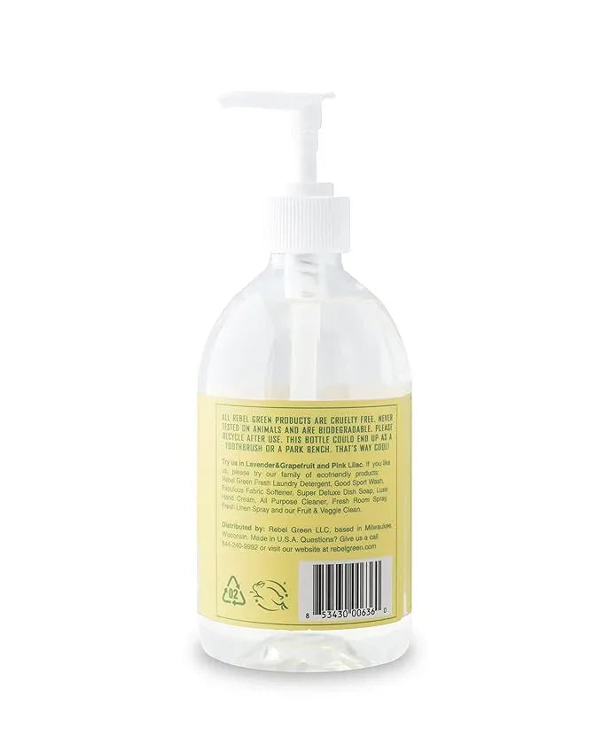 Rebel Green Liquid Hand Soap - Moisturizing Natural Bathroom & Kitchen Liquid Soap - Gentle Household Hand Wash (Peppermint and Lemon, 16.90 Fl Oz (Pack of 4)) - ModernBath