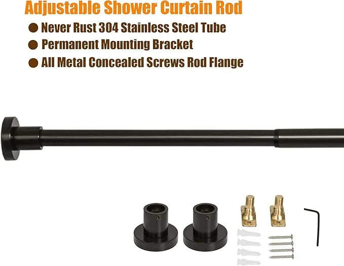 Artiwell Heavy Duty Shower Rod, Adjustable Shower Curtain Rod, Expandable 47-84 Inch, Permanent Mount Shower Rod, Never Rust Stainless Steel For Window Curtain and Closet, Oil Rubbed Bronze - ModernBath