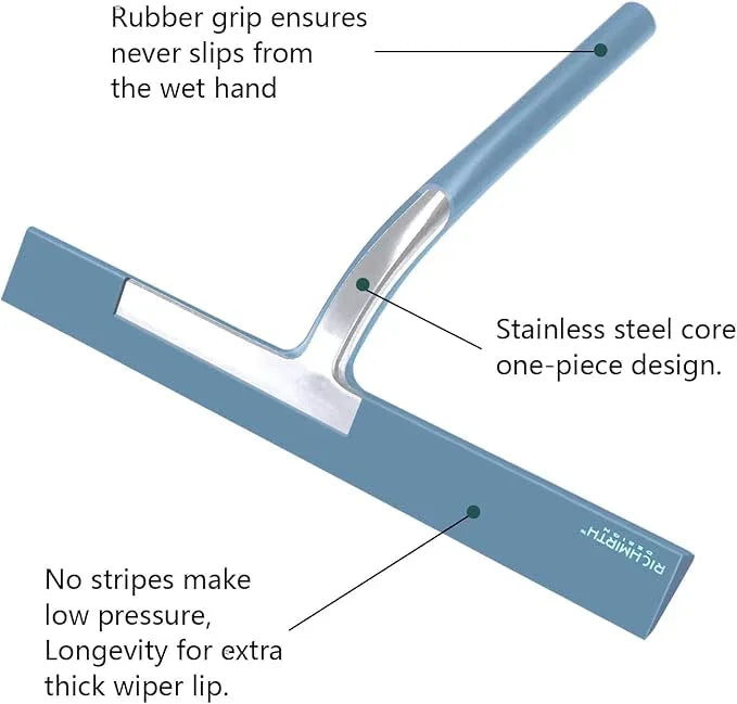 Large Shower Squeegee for Glass Doors, Richmirth 11 Inch Squiggy for Shower Glass Bathroom Squeegee Mop Wiper Cleaner Tool for Tile Wall, Car Glass, Window - Green - ModernBath