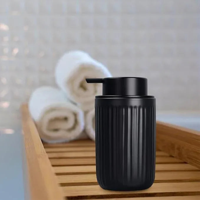 BosilunLife Foam Hand Soap Dispenser - Ceramic Black Foaming Soap Dispenser for Bathroom 12oz Refillable Liquid Lotion Soap Dispenser with Rust-Proof foaming Pump for Countertop - ModernBath