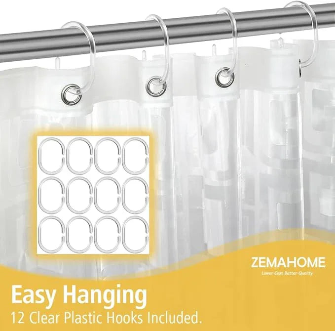 ZEMAHOME Thin 3D EVA Shower Curtain Liner Geometric, 72x72 Premium Light Weight Clear Plastic Bathroom Shower Curtain with Rustproof Metal Grommets 3 Magnets for Shower Stall, Bathtubs - ModernBath