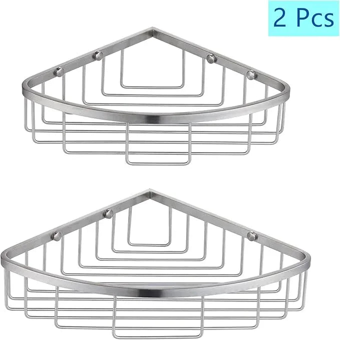 [2 Pack] Corner Shower Caddy Organizer, SUS304 Stainless Steel Heavy Duty Rust-Proof Shelf Shampoo Holder, Wall Mounted Storage Rack for Bathroom Kitchen, Brushed Nickel - ModernBath