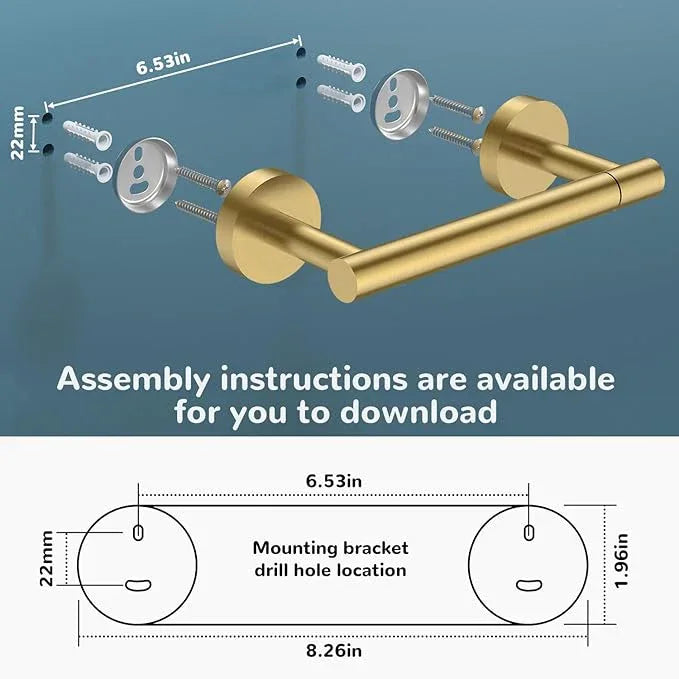 FORIOUS Toilet Paper Holder Wall Mount, SUS304 Stainless Steel Double Post Pivoting Tissue Roll Holder and Hand Towel Ring Set for Bathroom, RV, Bathroom Hardware Accessories Set, Brushed Gold - ModernBath