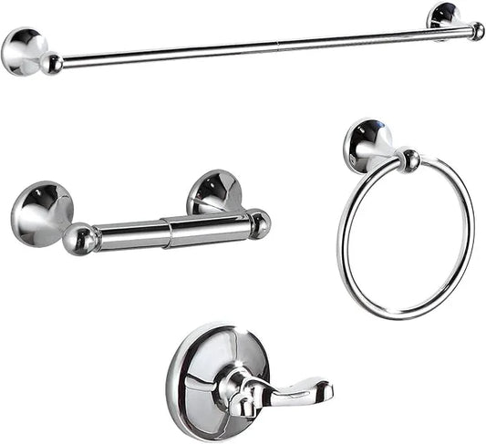 BGL Bathroom Hardware Set, Chrome Adjustable Expandable Towel Bar 4-Piece Bathroom Accessory Set Wall Mounted Robe Hook Toilet Paper Holder Towel Ring Towel Bar - ModernBath