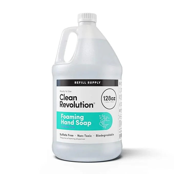 Clean Revolution Foaming Hand Soap Refill Supply Container, Ready to Use Formula, Spring Air Fragrance, Gluten Free, 128 Fl. Oz - ModernBath