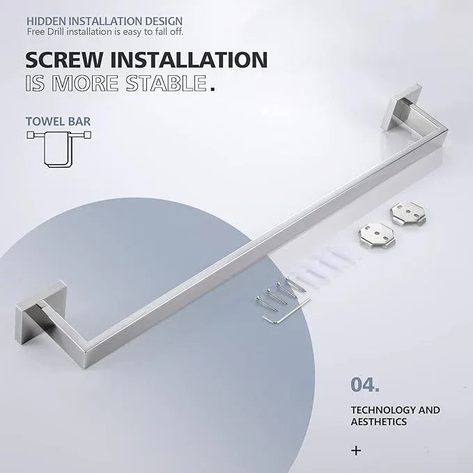 KOKOSIRI 24-Inch Single Towel Bar, Bathroom Kitchen Towel Holder, Wall Mounted SUS304 Stainless Steel Towel Rack, Polished Chrome, B4003CH-L24 - ModernBath