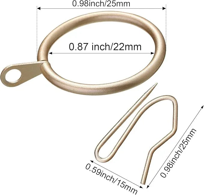 Qunclay 100 Set 0.98 Inch Metal Curtain Rings with Eyelets Curtain Hooks for Drapes and Metal Drapery Pin Drapery Hooks for Window Door Shower Bathroom Rings (Champagne) - ModernBath