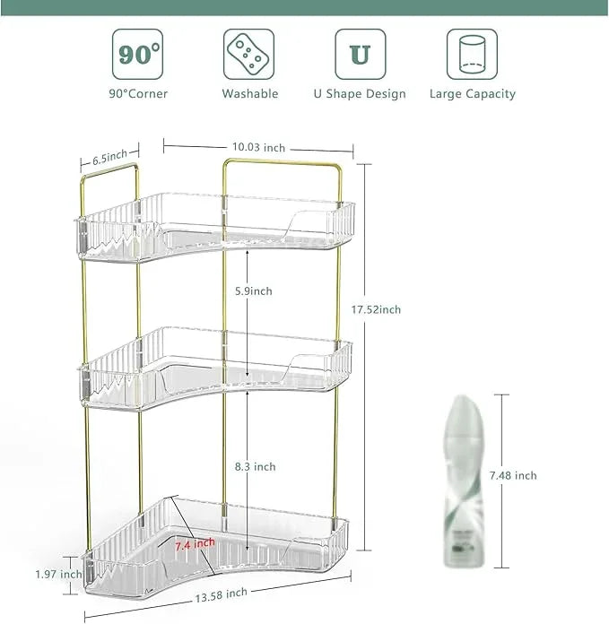 Webetop Corner Bathroom Counter Organizer 3 Tier Bathroom Countertop Organizers Shelf Makeup Organizer for Vanity Perfume Tray for Corner Storage Skincare, Cosmetic, Dresser, Kitchen Spice Rack - ModernBath