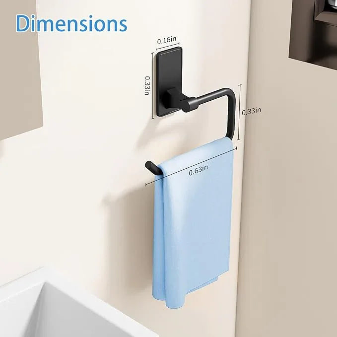2-Piece Towel Ring, Adhesive Hand Towel Holder for Bathroom, Modern Style Towel Hangers Wall-Mounted Hand Towel Rack for Bathroom, Matte Black - ModernBath