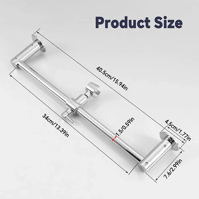 Shower Slide Bar Adjustable Handheld Shower Head Holder Wall Mount - 15inch All-Metal Shower Head Slide Bar Compatible with Bathroom Drill Free Glue Installation - Polished Chrome - ModernBath