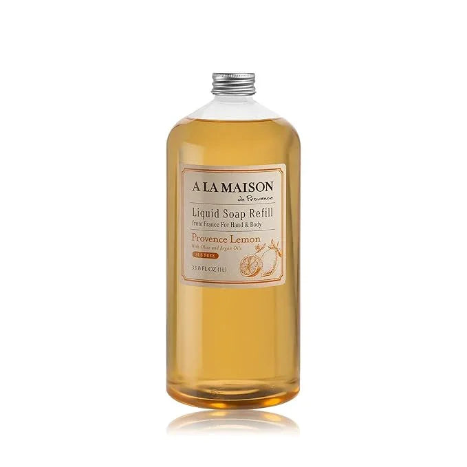 A LA MAISON French Liquid Hand Soap Refill, Provence Lemon - Natural Hand Wash Made with Essential Oils - Biodegradable, Plant-Based, Vegan, Cruelty-Free, Alcohol & Paraben Free (33.8 oz, 1 Pack) - ModernBath