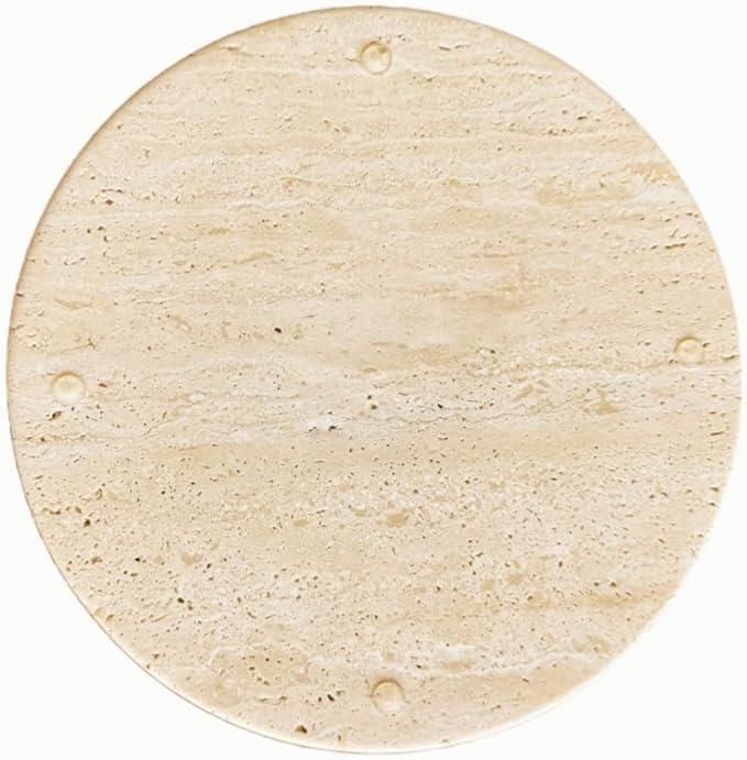 Apasqro Natural Travertine Vanity Tray – Round Beige Marble Tray for Bathroom, Jewelry, Candle, Perfume, Nightstand & Kitchen Decor, 10 Inch Wabi-sabi Style Decorative Stone Catchall Organizer - ModernBath