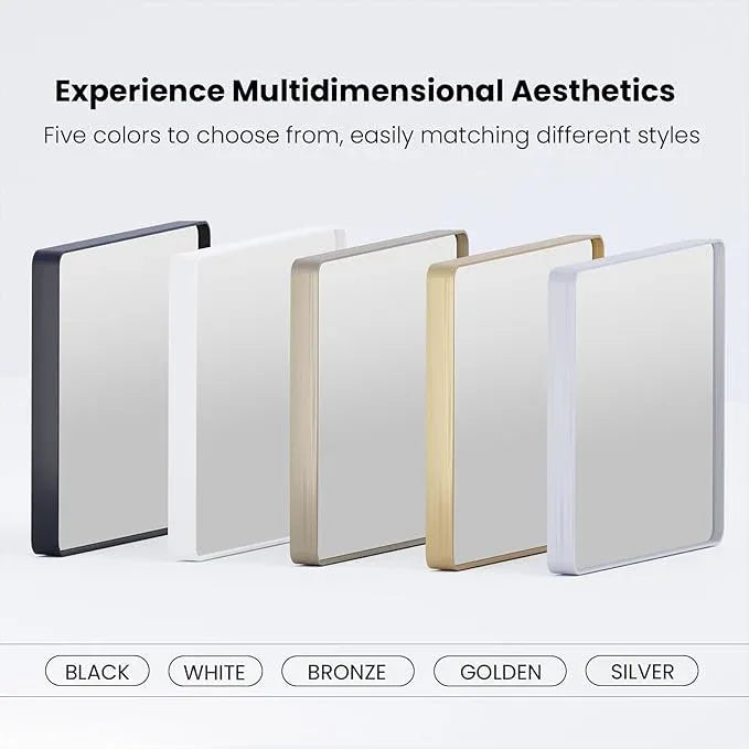 JISOSO 40X32 Inch Black Bathroom Mirror, Black Metal Framed Mirror for Wall, Rounded Rectangle Matte Bathroom Vanity Mirror with Tempered Glass, Anti-Rust, Horizontal/Vertical - ModernBath