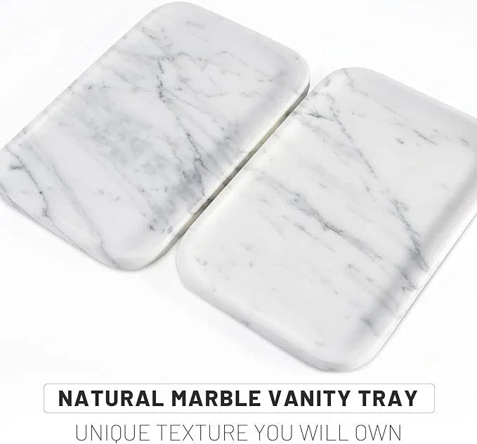 Arabescato Marble Vanity Tray - Decorative Organizer for Bathroom Countertop, Dresser, Kitchen Sink - ModernBath