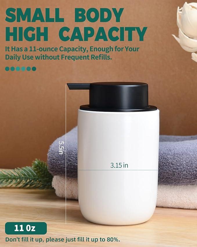 BosilunLlife Lotion Pump Dispenser - Bathroom Soap Dispenser White Kitchen Dish Soap Ceramic Small Liquid Soap Dispenser for Bathroom Lotion Hand Pump Dispenser - ModernBath