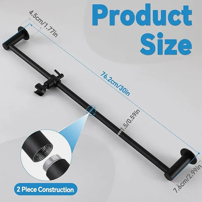 Shower Slide Bar Adjustable Handheld Shower Head Holder Wall Mount - 30inch All-Metal Shower Head Slide Bar Compatible with Bathroom Drill Free Glue Installation - Black - ModernBath