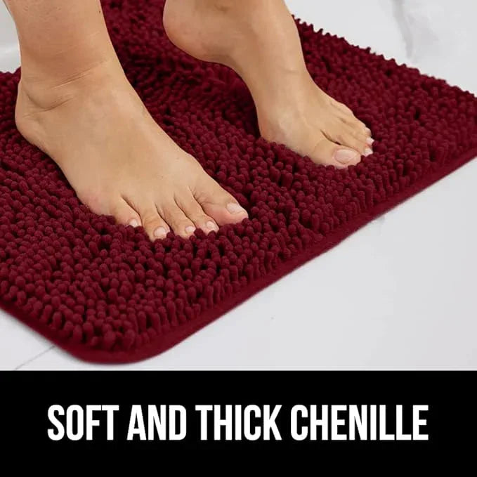GORILLA GRIP Bathroom Rug Sets, Soft Chenille 2 Piece Area Rugs Set, Toilet Base Mat and 30x20 Carpet, Absorbent Microfiber Washable Mats Dry Quickly, Home Décor and Bath Room Accessories, Burgundy - ModernBath