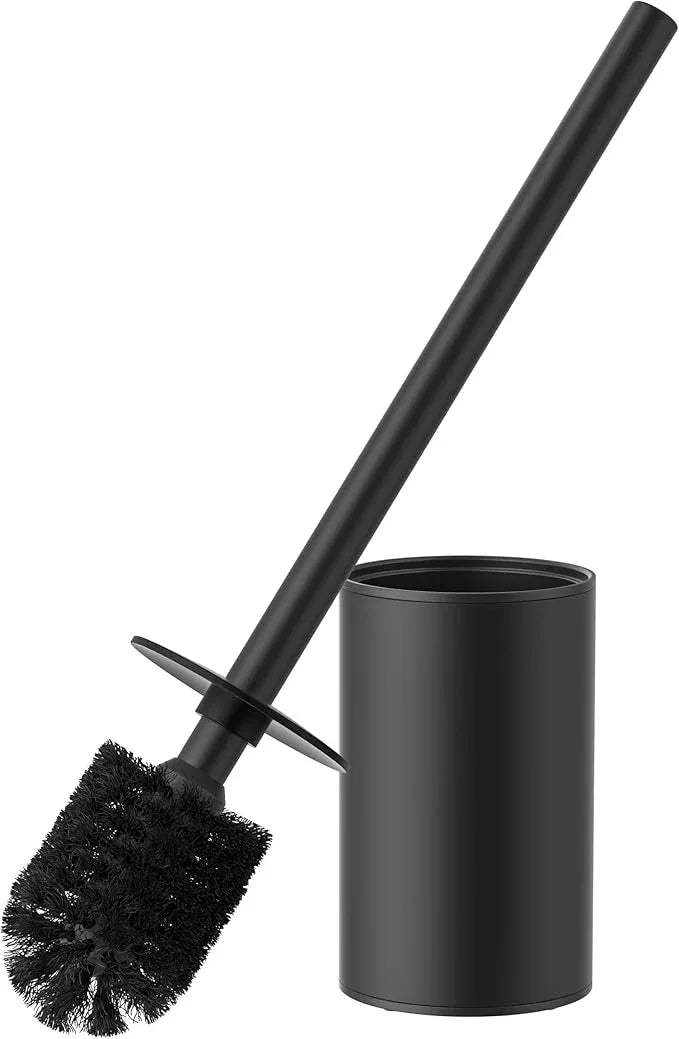FORIOUS Toilet Brush and Holder Set, 304 Stainless Steel Heavy Duty Base and Handle for Bathroom Deep Cleaning, Toilet Bowl Cleaners Brush with Holder, Space Saving for Storage (1, Matte Black) - ModernBath