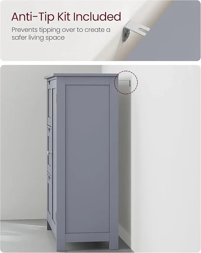 VASAGLE Floor Storage Cabinet, Freestanding Storage Unit with 3 Drawers, 1 Adjustable Shelf, for Bathroom Living Room Dining Kitchen, 11.8 x 23.6 x 31.5 Inches, Dove Gray UBBC049G02 - ModernBath