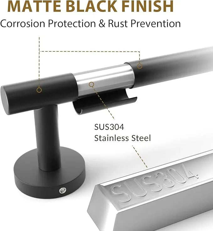 Matte Black Bathroom Hardware Set, Modern 18 Inch Towel Bar Set, Wall Mounted Bathroom Accessories Set, Durable SUS304 Stainless Steel, 4-Piece - ModernBath