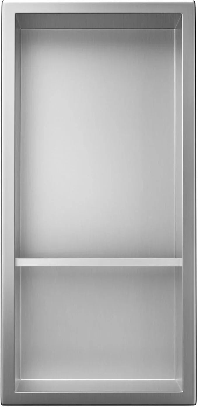 Stainless Steel Shower Niche 18"× 8" Brushed with 2- Tier Shelf No Tiled Needed Niche Shower for Wall Recessed Shower Shelf for Bathroom Storage - ModernBath