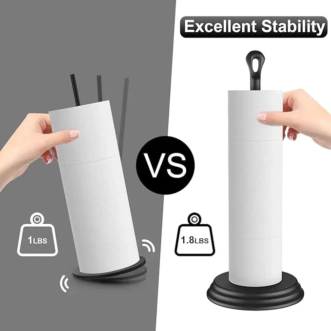 Toilet Paper Holder with Rustproof, Metal Free Standing Toilet Paper Stand Storage for Bathroom, Tissue Paper Roll Holder for Bathroom Accessories (Black) - ModernBath
